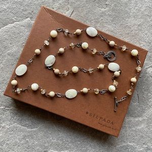 SILPADA Sterling Silver Faceted Mother of Pearl and Quartz Necklace